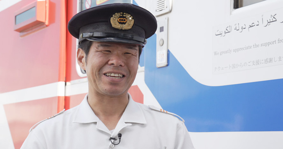 Picture of Mr. Koichi Sasaki, a train operator, The Sanriku Railway