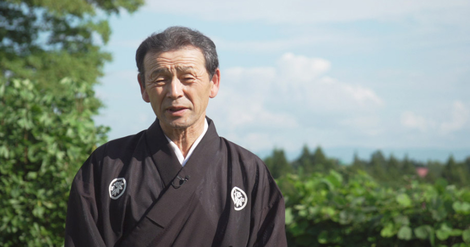 Picture of Mr. Shunichi Yaegashi, Chairman of Iwasaki Onikenbai Preservation Society